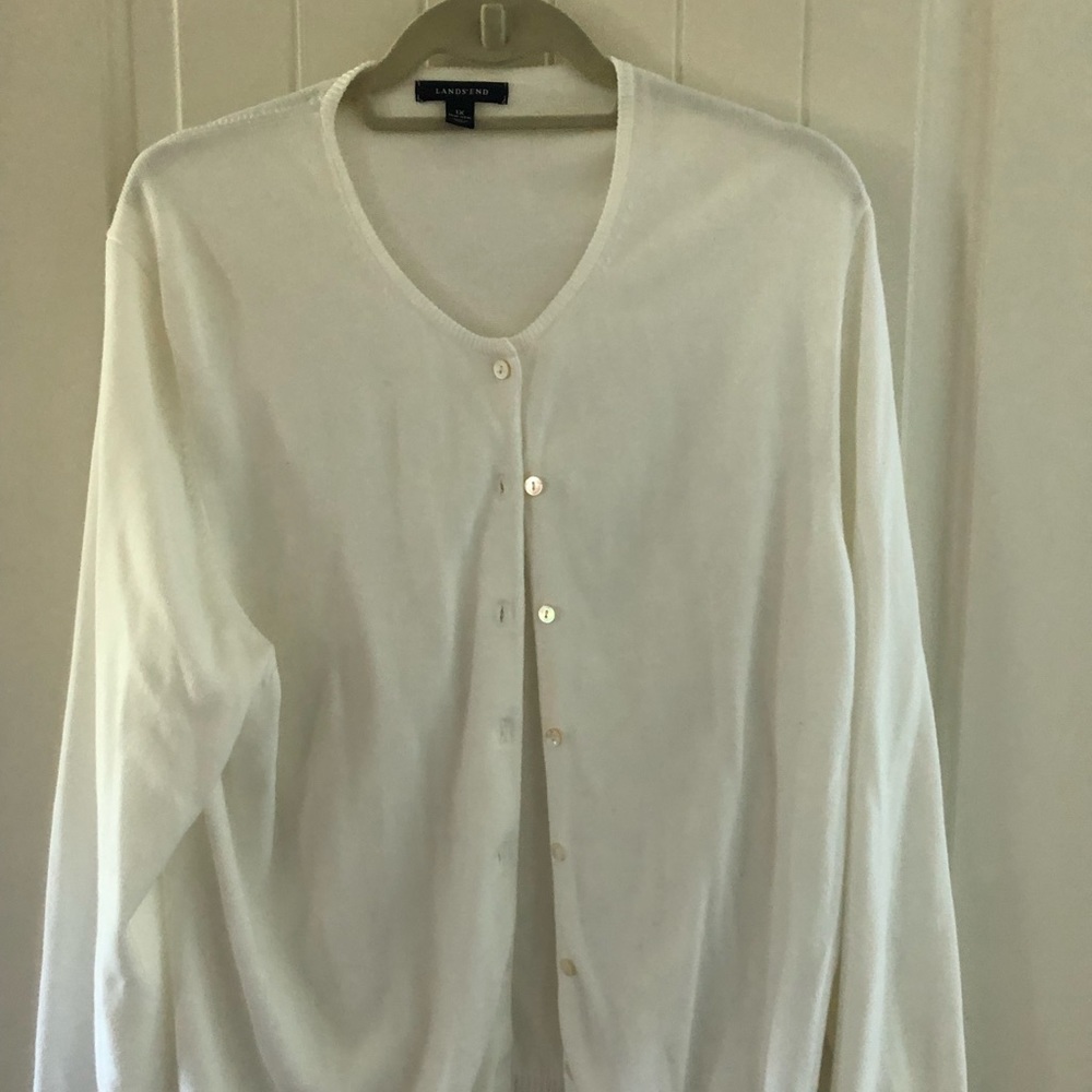 White crew neck Cardigan
